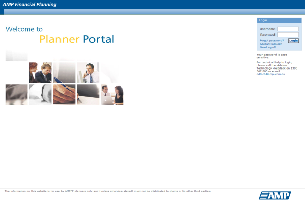 Planner Portal Login page