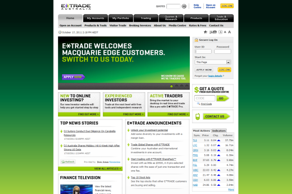 E*Trade Australia - Home page